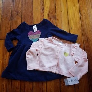 Carter's Baby Girl's‎ Heart Dress Cardigan Set 6 M